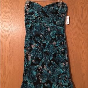 Turquoise & Black Floral Print Dress